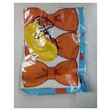 Birthday Party Game Decorations Pin The Bow Tie Poster with 24 Reusable Bow Tie Stickers, Orange and Blue Wall Decor for Toddler or Baby Shower - 19.5 x 27.5" - Retail: $12"