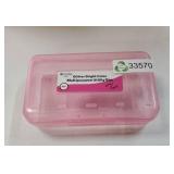 Plastic Pencil Box with Snap Closure Lids Pink, Small Utility Storage Crayon School and Office Supplies Case Organizer, Also Available in Glitter Green, Purple, Blue, Red and Grey