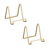 3-Inch Gold Painted Square Book Holder/Stand, Wire Mini Easel, Small Photo Stands for Table, Display for Picture Frames, Plaques, & Plates - Retail: $9