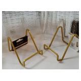 3-Inch Gold Painted Square Book Holder/Stand, Wire Mini Easel, Small Photo Stands for Table, Display for Picture Frames, Plaques, & Plates - Retail: $9