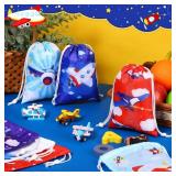24 Pieces Airplane Party Favor Airplane Goodie Bags Cloud Sky Birthday Party Supplies Candy Treat Bags Reusable Drawstring Gift for Kids Travel Baby Shower Decor Supplies - Retail: $19