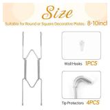 Plate Hangers for The Wall, Suitable for 8-10 inch Decorative Plate, Stainless Steel Invisible Heavy Duty Wire Plate Holder with Wall Hooks, Plate Hangers for Displaying Plates - Retail: $7