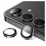 Camera Lens Protector for Samsung Galaxy S24+ / S24 Plus, 9H Tempered Glass Metal Individual Ring Cover, Easy Installation Tray, HD Clear, Set of 1 (Onyx Black) - Retail: $9