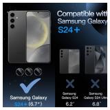 Camera Lens Protector for Samsung Galaxy S24+ / S24 Plus, 9H Tempered Glass Metal Individual Ring Cover, Easy Installation Tray, HD Clear, Set of 1 (Onyx Black) - Retail: $9
