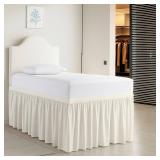 Ruffled Dorm Room Bed Skirt Twin XL 32 Inch Drop, Hotel Quality Premium 1800 Brushed Microfiber Twin Extra Long College Dust Ruffle, Cream - Retail: $46