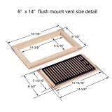 White Oak Wood Floor Register, Flush Mount Vent with Damper, 6X14 Inch, Unfinished. DAMAGED Corners. - Retail: $31