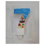 Birthday Number Candle, Beach Theme Birthday Party Candle Sailing Boat Birthday Party Decoration Paraffin Blue Sea Number Candles for Cake Topper for Wedding Summer Party (Number 7) - Retail: $5