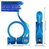 Adjustable Quick Release Bicycle Seatpost Clamp 31.8mm - Aluminum Alloy 6061 Blue KC89