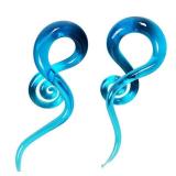 S2Pcs Art Glass Earrings Tunnels Plugs Gagues Tapers Stretchers Expander Blue 0g(8MM) - Retail: $9