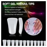 White Duck Fan Flare Nail Tips, White Natural Crystal Duck Feet Styel for Wide French False Nail Extension, Acrylic Nails Professional, SOME Missing - Retail: $8