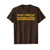 San Diego Retro Vintage Weathered Brown Crew Neck Short Sleeve Classic Fit T-Shirt - Small - Unisex-Adults - Retail: $25