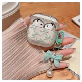AirPods 4 Clear Case, Cute Pretty Ribbon Bow Aesthetic Design with Bow Pearl Keychain, Soft TPU Protective Shockproof Case for Women Girls for Airpod 4-Mint Green - Retail: $33