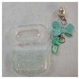 AirPods 4 Clear Case, Cute Pretty Ribbon Bow Aesthetic Design with Bow Pearl Keychain, Soft TPU Protective Shockproof Case for Women Girls for Airpod 4-Mint Green - Retail: $33