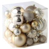 FACTORY SEALED - Christmas Balls Ornaments -36pcs Shatterproof Christmas Tree Decorations with Hanging Loop for Xmas Tree Wedding Holiday Party Home Decor,6 Styles in 3 Sizes(Champagne Gold)