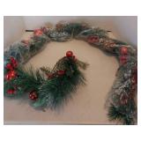 FACTORY SEALED - Decorated Pine Holiday Garland with Red Ornaments