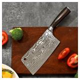 FACTORY SEALED - TONGMARU Cleaver Knife, 7 inch Professional High Carbon Razor Super Sharp German Stainless Steel - Chinese Chef Cooking Knife with Ergonomic Forged PakkaWood Handle, with Luxury Gift 