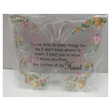 FACTORY SEALED - Decorative Glass Heart Paperweight with Thank You Message