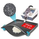 FACTORY SEALED - Small Cat Litter Box Mat: Easy Clean Kitty Litter Trapping Mat for Floor, Plastic Cat Box Pad (15 * 24in, grey, 1p)