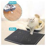 FACTORY SEALED - Small Cat Litter Box Mat: Easy Clean Kitty Litter Trapping Mat for Floor, Plastic Cat Box Pad (15 * 24in, grey, 1p)