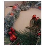 FACTORY SEALED - Decorated Pine Holiday Garland with Red Ornaments