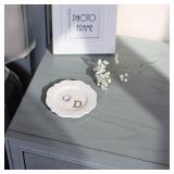 FACTORY SEALED - Scwhousi Initials Ring Dish D-Ceramic Jewerly Tray Trinket Dish for Rings Earrings Necklaces Bracelet Watch Keys,Monogrammed Gifts for Women Valentine