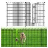 APPEARS NEW - 8 Panels No Dig Decorative Garden Fence with Gate for Yard, 48 in(H) X 21 ft(L) Animal Barrier Fencing for Outdoor Dog, Metal Portable Garden Fences for Borders, Pets, Landscape, Tempora