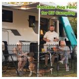 APPEARS NEW - 8 Panels No Dig Decorative Garden Fence with Gate for Yard, 48 in(H) X 21 ft(L) Animal Barrier Fencing for Outdoor Dog, Metal Portable Garden Fences for Borders, Pets, Landscape, Tempora