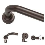 FACTORY SEALED - Dark Bronze Curtain Rods for Windows 66 to 120,1 Inch Disc Wrap Around Curtain Rod with Aluminum Finials and Brackets,No Screw Disassembly Adjustable Blackout Curved Room Darkening Cu