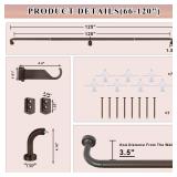 FACTORY SEALED - Dark Bronze Curtain Rods for Windows 66 to 120,1 Inch Disc Wrap Around Curtain Rod with Aluminum Finials and Brackets,No Screw Disassembly Adjustable Blackout Curved Room Darkening Cu