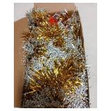 Christmas Tinsel Garland 66ft Gold with White Tips