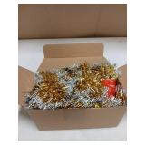 Christmas Tinsel Garland 66ft Gold with White Tips