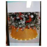 Attgreat Christmas Tree Collar with Lights 24in Gold