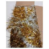 Christmas Tinsel Garland 66ft Gold with White Tips