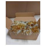 Christmas Tinsel Garland 66ft Gold with White Tips