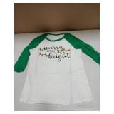 Merry and Bright Christmas Shirt 3/4 Sleeve Small
