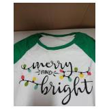 Merry and Bright Christmas Shirt 3/4 Sleeve XL