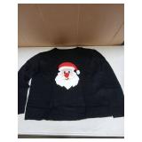 Christmas Sweater Black with Santa Face Large
