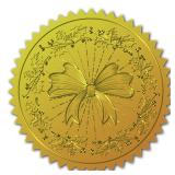 CRASPIRE 96pcs Gold Foil Certificate Seals Bow Embossed Gold Certificate Seals 2" Round Self Adhesive Embossed Stickers for Invitations Graduation Monogram Seals
