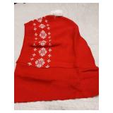 Red Snowflake Winter Beanie with Pom Pom Size XL
