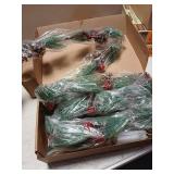 Holiday Pine Branch Decor with Red Berries Pre-Lit Battery Operated