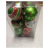 Glittery Red and Green Christmas Ornament Set