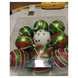 Glittery Red and Green Christmas Ornament Set