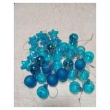 Turquoise Blue Glass Ball and Star Christmas Ornaments Set