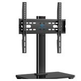 PERLESMITH Universal TV Stand, Table Top TV Stand for 32-60 inch TVs & Monitors, Height Adjustable TV Mount Stand Holds up to 88 lbs with Tempered Glass Base & Wire Management, VESA 400x400mm PSTVS04