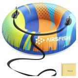 Snow Tube with Towable Leash, AirsFish 47 inch Inflatable Snow Sled Heavy Duty Cover Wear-Resistant & Antifreeze Material Sledding Tubes for Winter Sports