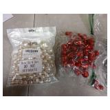 Red and White Pearl Bead Set - 120 Pieces 30mm