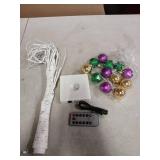 LED Birch Branch with Mardi Gras Ornament Set