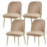 Gollense Velvet Curved Back Chair Covers for Dining Room Set of 4, Mid Century Modern Chair Slipcovers, Semi Circle Back Furniture Seat Protector for Kitchen Living Room (Camel)