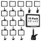 SATINIOR 15 Set Acrylic Sign Holder with Clamp, 6 x 9 Inch Double Head Display Clips with PVC Card Protector, Rotating Sign Price Tag Clip, Display for Price Tag Store Office Supermarket(Black)