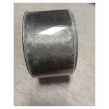 Silver Velvet Wire Edged Ribbon Roll 2.5"x10 Yards